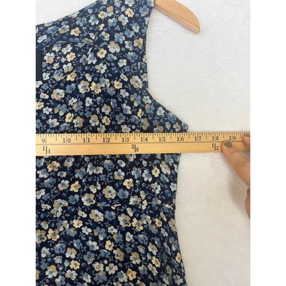 VTG Rabbit Designs 90s Blue Floral Midi Tie Back Dress Prairie sz 4P Cottage - Picture 6 of 7